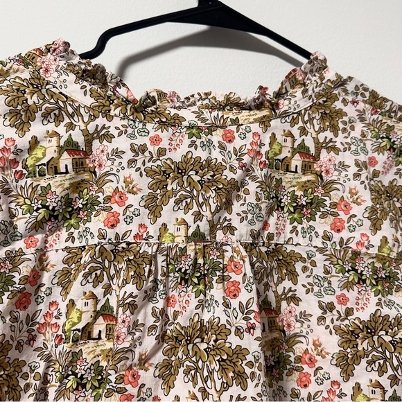 Talbots Tuscan Villa Print Blouse Ruffle Button Neckline Women’s Sz Large Spring - Picture 10 of 15